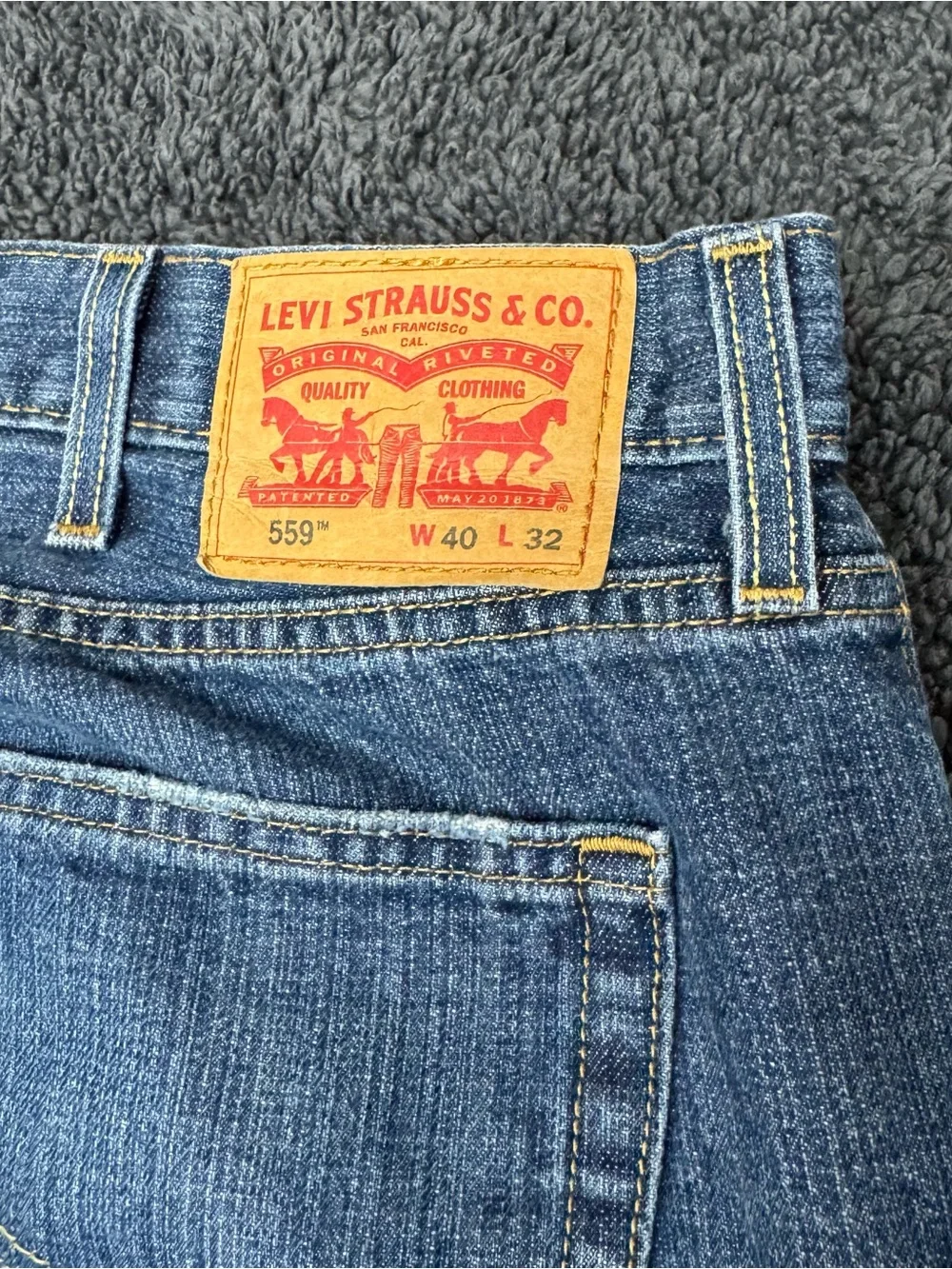 Mens Levis 559 Relaxed Straight Fit Denim Blue Jeans 40X32